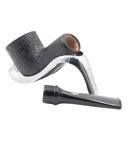 Chacom Reverse Calabash Sandblasted Black Straight Tobacco Pipe - Image 9